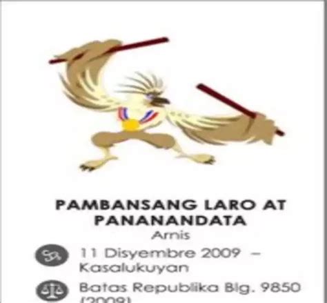 pambansang laro|Arnis, Pambansang Laro at Pananandata ng Pilipinas .